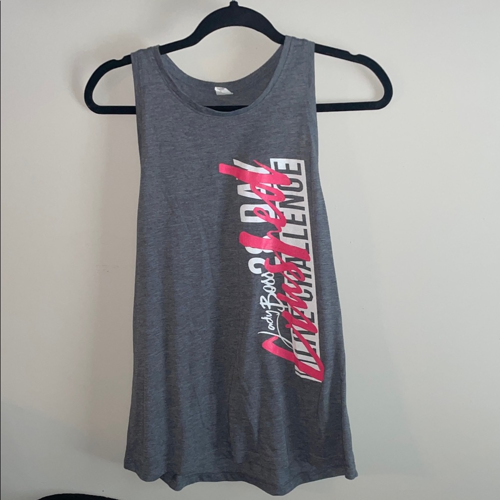 Sport-Tek Gray Tank Top with Pink and White Graphic